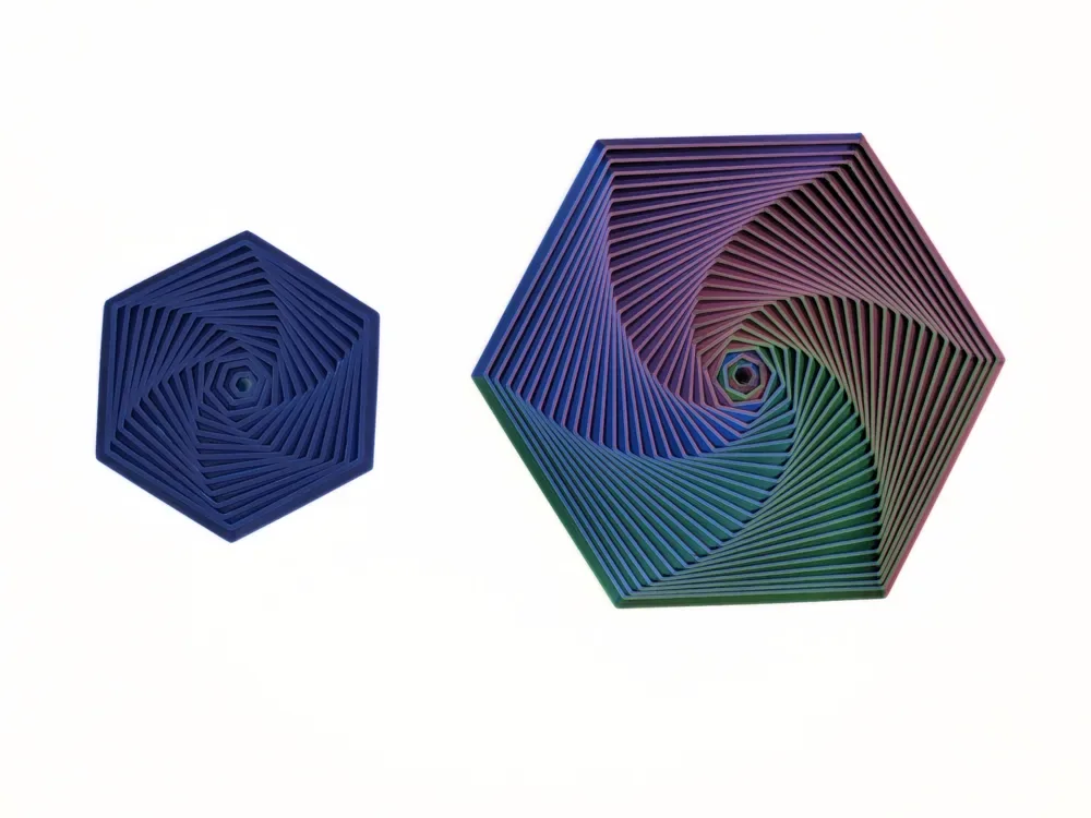 Hex spiral fidget tiles